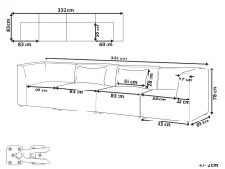 Cheap Beliani 4-Istuttava Sohva Vakosametti Luonnonvalkoinen Lemvig