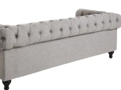 Store Beliani 4-Istuttava Sohvaryhma Kangas Vaaleanharmaa Chesterfield