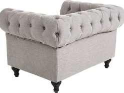 Store Beliani 4-Istuttava Sohvaryhma Kangas Vaaleanharmaa Chesterfield