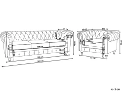 Store Beliani 4-Istuttava Sohvaryhma Kangas Vaaleanharmaa Chesterfield