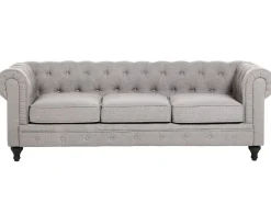 Store Beliani 4-Istuttava Sohvaryhma Kangas Vaaleanharmaa Chesterfield
