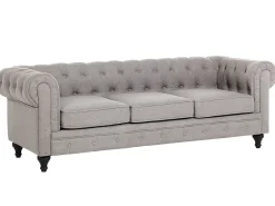 Store Beliani 4-Istuttava Sohvaryhma Kangas Vaaleanharmaa Chesterfield