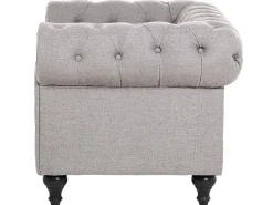 Store Beliani 4-Istuttava Sohvaryhma Kangas Vaaleanharmaa Chesterfield