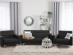 Hot Beliani 5-Istuttava Sohvaryhma Keinonahka Musta Aberdeen