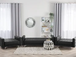 Hot Beliani 5-Istuttava Sohvaryhma Keinonahka Musta Aberdeen