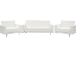 Sohvat<Beliani 5-Istuttava Sohvaryhma Keinonahka Valkoinen Aberdeen