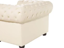 Store Beliani 4-Istuttava Sohvaryhma Nahka Kermanvalkoinen Chesterfield