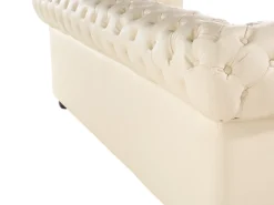 Store Beliani 4-Istuttava Sohvaryhma Nahka Kermanvalkoinen Chesterfield