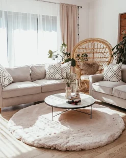 Sohvat<Beliani 5-Istuttava Sohvaryhma Sametti Vaalea Beige Ronneby