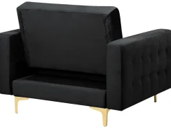 Sohvat<Beliani 5-Istuttava Sohvaryhma Sametti Musta Aberdeen