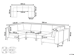 Sale Beliani 6-Istuttava U-Kulmasohva Sametti Harmaa Evja
