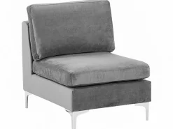 Sale Beliani 6-Istuttava U-Kulmasohva Sametti Harmaa Evja