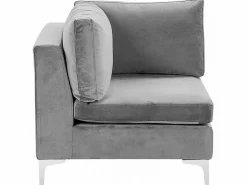 Sale Beliani 6-Istuttava U-Kulmasohva Sametti Harmaa Evja