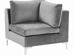 Sale Beliani 6-Istuttava U-Kulmasohva Sametti Harmaa Evja