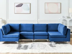 Shop Beliani 6-Istuttava U-Kulmasohva Sametti Laivastonsininen Evja