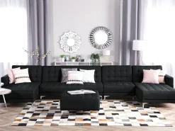 Sohvat<Beliani 6-Istuttava U-Kulmavuodesohva Ja Rahi Kangas Grafiitinharmaa Aberdeen