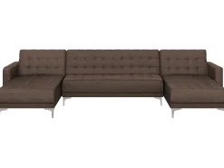 Sohvat<Beliani 5-Istuttava U-Kulmavuodesohva Kangas Tummanruskea Aberdeen