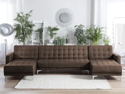 Sohvat<Beliani 5-Istuttava U-Kulmavuodesohva Kangas Tummanruskea Aberdeen