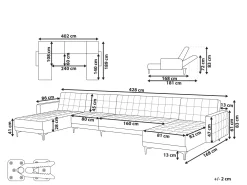 Outlet Beliani 6-Istuttava U-Kulmavuodesohva Kangas Vaaleanharmaa Aberdeen