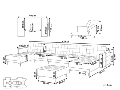Best Sale Beliani 6-Istuttava U-Kulmavuodesohva Ja Rahi Sametti Vaaleanpunainen Aberdeen