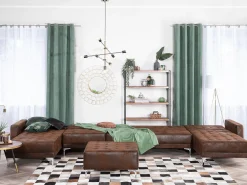 Store Beliani 6-Istuttava U-Kulmavuodesohva Ja Rahi Keinonahka Ruskea Aberdeen