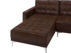 Store Beliani 6-Istuttava U-Kulmavuodesohva Ja Rahi Keinonahka Ruskea Aberdeen