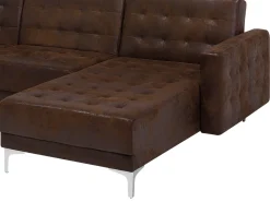 Store Beliani 6-Istuttava U-Kulmavuodesohva Ja Rahi Keinonahka Ruskea Aberdeen