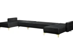 Discount Beliani 6-Istuttava U-Kulmavuodesohva Sametti Musta Aberdeen