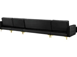 Discount Beliani 6-Istuttava U-Kulmavuodesohva Sametti Musta Aberdeen