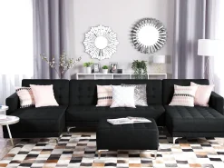 Best Beliani 5-Istuttava U-Kulmavuodesohva Ja Rahi Kangas Grafiitinharmaa Aberdeen