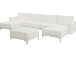 Sohvat<Beliani 5-Istuttava U-Kulmavuodesohva Ja Rahi Keinonahka Valkoinen Aberdeen