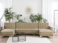 Cheap Beliani 5-Istuttava U-Kulmavuodesohva Sametti Hiekanruskea Aberdeen