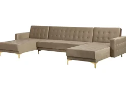 Cheap Beliani 5-Istuttava U-Kulmavuodesohva Sametti Hiekanruskea Aberdeen