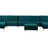 Sohvat<Beliani 6-Istuttava U-Kulmavuodesohva Ja Rahi Sametti Sinivihrea Aberdeen