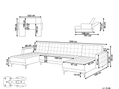 Sohvat<Beliani 5-Istuttava U-Kulmavuodesohva Sametti Harmaa Aberdeen