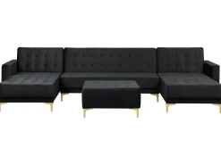 Sohvat<Beliani 5-Istuttava U-Kulmavuodesohva Ja Rahi Sametti Musta Aberdeen