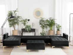 Sohvat<Beliani 5-Istuttava U-Kulmavuodesohva Ja Rahi Sametti Musta Aberdeen