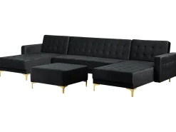 Sohvat<Beliani 5-Istuttava U-Kulmavuodesohva Ja Rahi Sametti Musta Aberdeen