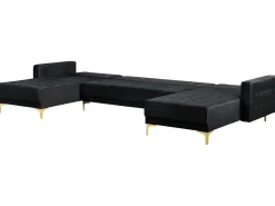 Sohvat<Beliani 5-Istuttava U-Kulmavuodesohva Ja Rahi Sametti Musta Aberdeen