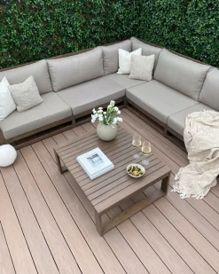 Store Beliani 5-Istuttava Ulkokulmasohvaryhma Sertifioitu Akaasia Tumma Puu Timor Ii