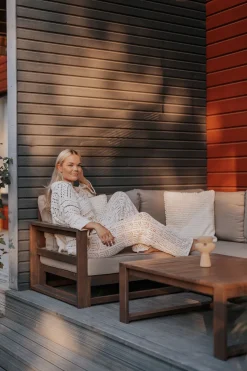 Store Beliani 5-Istuttava Ulkokulmasohvaryhma Sertifioitu Akaasia Tumma Puu Timor Ii