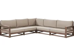 Store Beliani 5-Istuttava Ulkokulmasohvaryhma Sertifioitu Akaasia Tumma Puu Timor Ii