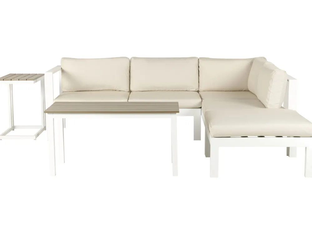 Cheap Beliani 5-Istuttava Ulkokulmasohvaryhma Alumiini Valkoinen/Beige Messina