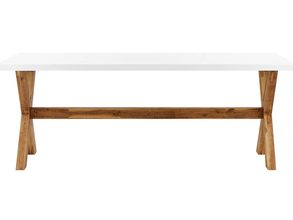 Clearance Beliani 8-Istuttava Ulkoruokailuryhma Jakkaroilla Kuitusementti Valkoinen Olbia