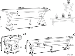 Ulkokalusteet<Beliani 8-Istuttava Ulkoruokailuryhma Penkeilla Ja Jakkaroilla Valkoinen Olbia