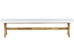 Ulkokalusteet<Beliani 8-Istuttava Ulkoruokailuryhma Penkeilla Ja Jakkaroilla Valkoinen Olbia