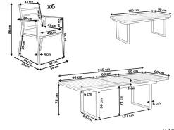 Ulkokalusteet<Beliani 6-Istuttava Ulkoruokailuryhma Alumiini Musta/Harmaa Valcanetto/Taviano