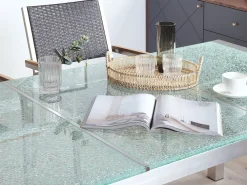 Ulkokalusteet<Beliani 6-Istuttava Ulkoruokailuryhma 3-Osainen Lasitaso Polyrottinkituolit Musta Grosseto