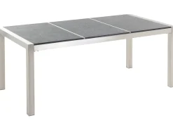 Ulkokalusteet<Beliani 6-Istuttava Ulkoruokailuryhma Poltettu Graniittitaso Tekstiilituolit Musta/Harmaa Grosseto