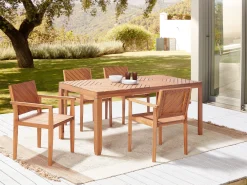 Online Beliani 4-Istuttava Ulkoruokailuryhma Akaasia Vaalea Puu Baratti